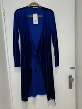 Zara TRAFALUC dark blue velvet wrap Spring party dress BNWT size small