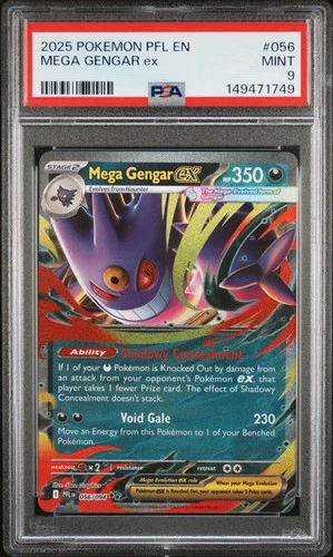 2025 POKEMON PFL EN-PHANTASMAL FLAMES #056 MEGA GENGAR EX PSA 9