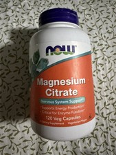 NOW Foods Magnesium Citrate 120 Caps 400 mg Nervous System Support - Exp: 2030