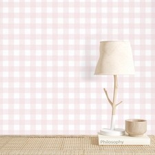 Pink Plaid Peel and Stick Wallpaper Boho Plaid Contact Paper for Cabinets Pin...