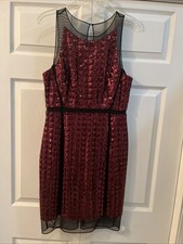 Short evening burgundy ￼sequence dress