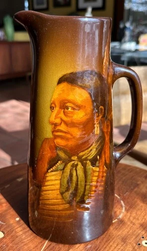 Art Nouveau Weller Native American Geronimo Vase Pitcher