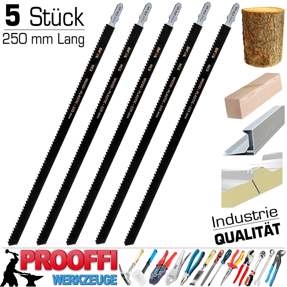 5 x Stichsägeblatt Stichsäge 250mm Extra Lang T-Schaft Bosch Aufnahme Holz PVC - Bild 2 von 4