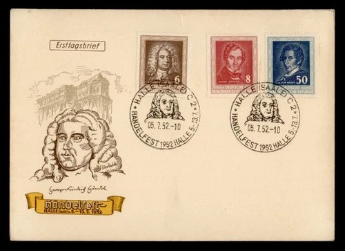 DR WHO 1952 GERMANY DDR FDC MUSIC FESTIVAL PORTRAIT COMBO M77163