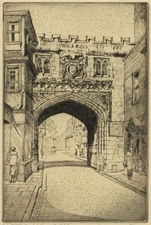 Cyril Edward Power (1872-1951) Pencil Signed Etching High Street Gate Salisbury