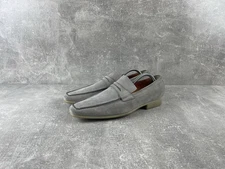 Santoni Penny Loafers Gray Suede Slip-On Shoes Italy Handmade Size 7F