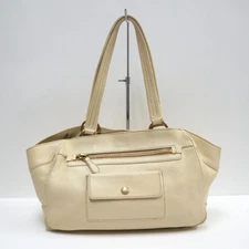 PRADA Semi Shoulder Bag Leather Ivory Gold Hardware Used Cash on     kt15451kw