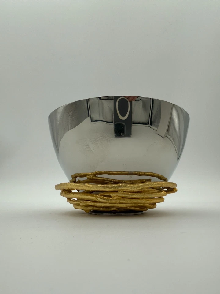 Michael Aram Único Cuenco de Plata Base Rama Dorada Foto 2 de 4