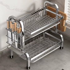 Dish Drying Rack Compact Kitchen Dish Rack Drainboard Set Large Rust-Proof Dish