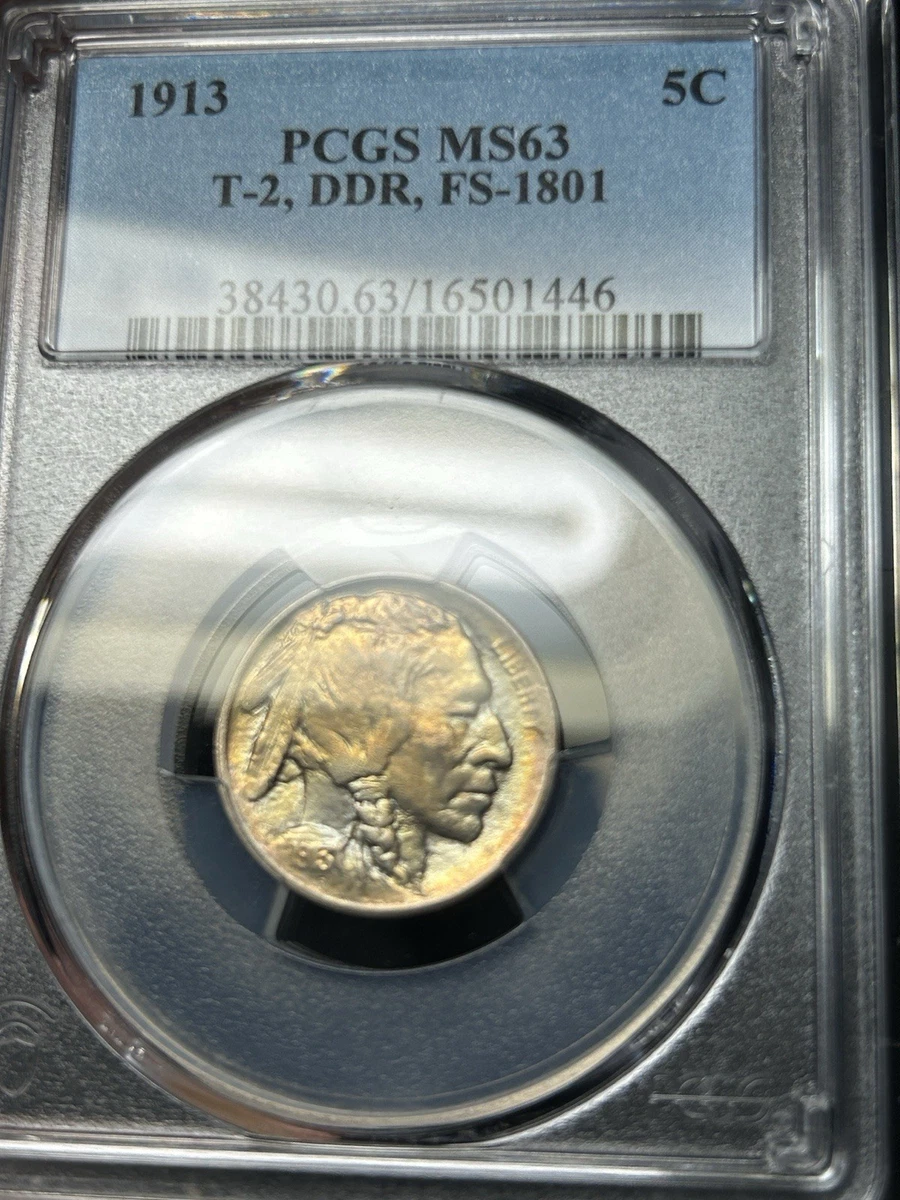 1913-D バッファローニッケル 5セント ICG MS63 - タイプ1 - クールミント エラーラミネート Mint Error