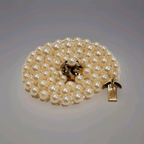 14K Gelbgold Perlenkette mit Verschluss / ein Strang Perle Damenschmuck - Bild 1 von 11