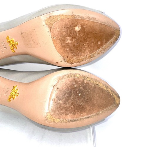 PRADA graue Leder Peeptoe Pumps | minimalistische italienische Designer Heels Gr. 37,5 - Bild 10 von 16