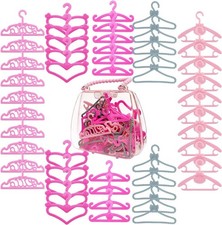 50PCS Doll Hangers for Barbie Hangers for Doll Clothes 1 Pink Lovely Box Storage