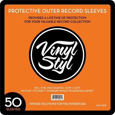 Vinyl Styl 12 Inch Record Protective Outer Sleeves- Open Top - 50 Clear