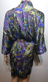Lise Charmel Luxurious Silk Multicolor Paisley Print Robe One Size