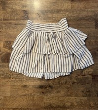 H M Girls Light Beige/Striped Tiered Skirt 6x/7