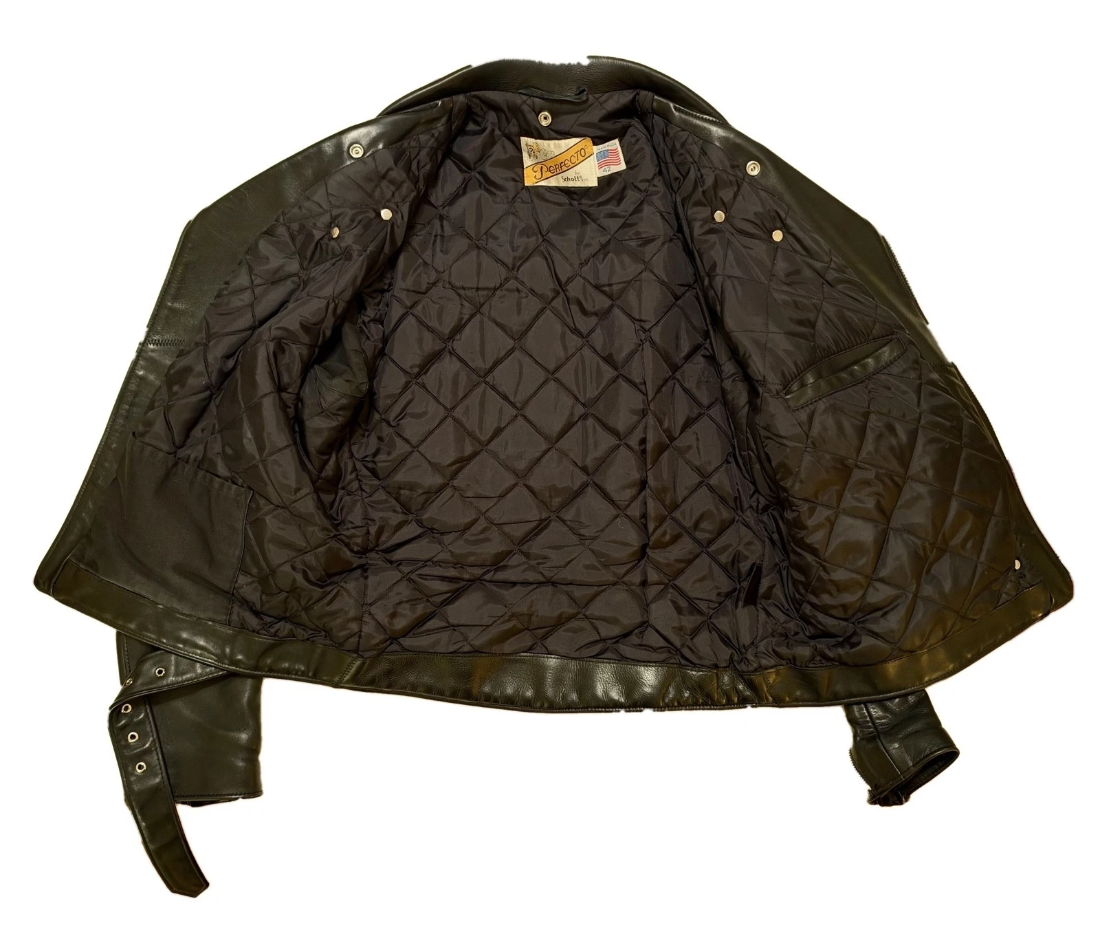 Schott Perfecto 618 Leather Motorcycle Jacket Men Size 42 Black Steerhide MIUSA - product detail image 6