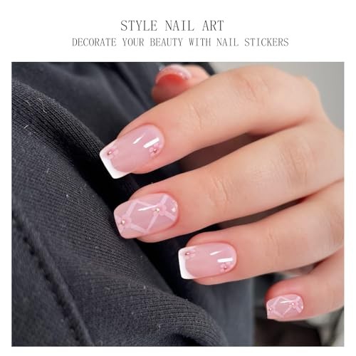 Gel Adesivi Unghie Semi Curato Gel Strisce Unghie Punta Francese Bianco Rosa Fiore - Foto 2 di 7