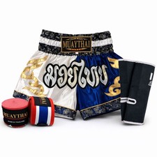 Muay Thai Shorts Fight Boxing Two Tone Starter Kit Thai Flag MMA Kickboxing