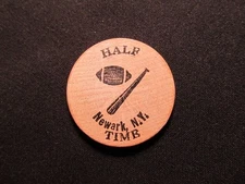 Newark, New York Wooden Nickel token - Half Time Wooden Nickel Coin - Red