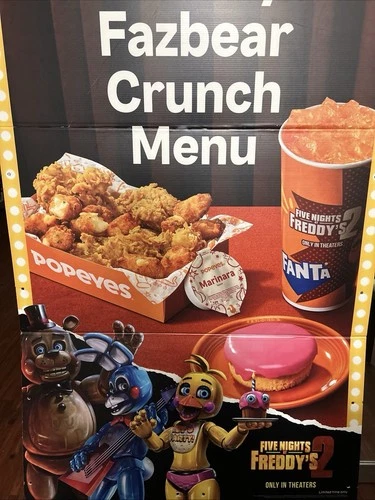 Five Nights At Freddy's 2 Popeyes Promotional Sign [68"X42" Corrugated Plastic]