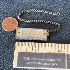 Vtg Red MODEL Musical Mini Harmonica Keychain Charm Functional Japan w/ CHAIN