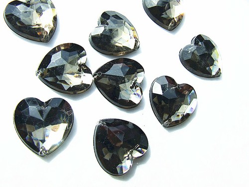 Acrylic Rhinestone Gems 16 mm Love Heart Flat Back Sew On Crystal Red Green Blue - Picture 56 of 57