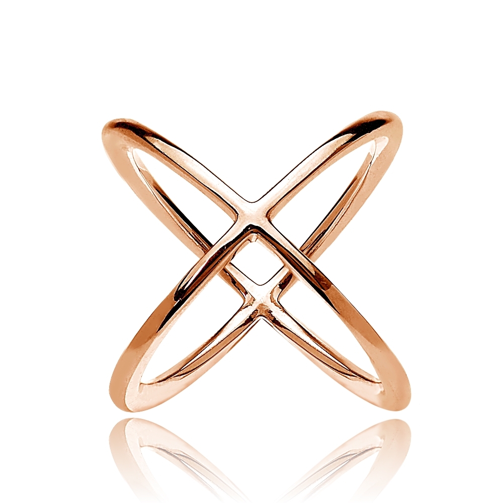 Xross Ring＋ES_PLATE 2個セット Heart of Rose Princess Wishbone Stacking Ring Set