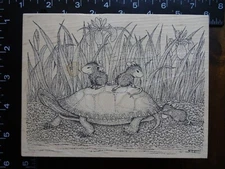 House Mouse TORTOISE AND THE MICE Mouse Rubber Stamp by STAMPA ROSA