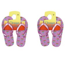 OP OCEAN PACIFIC YOUTH GIRLS SIZE FLIP FLOPS RAINBOW LOVE HEARTS QTY-2 PAIRS