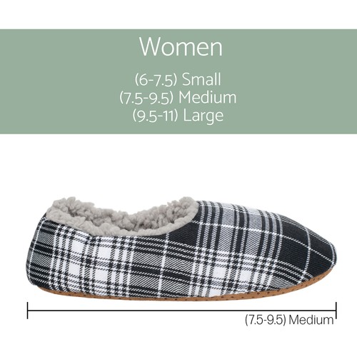 Black Plaid Mens Plush Lined Cozy Non Slip Indoor Soft Slippers - Medium - Picture 5 of 6