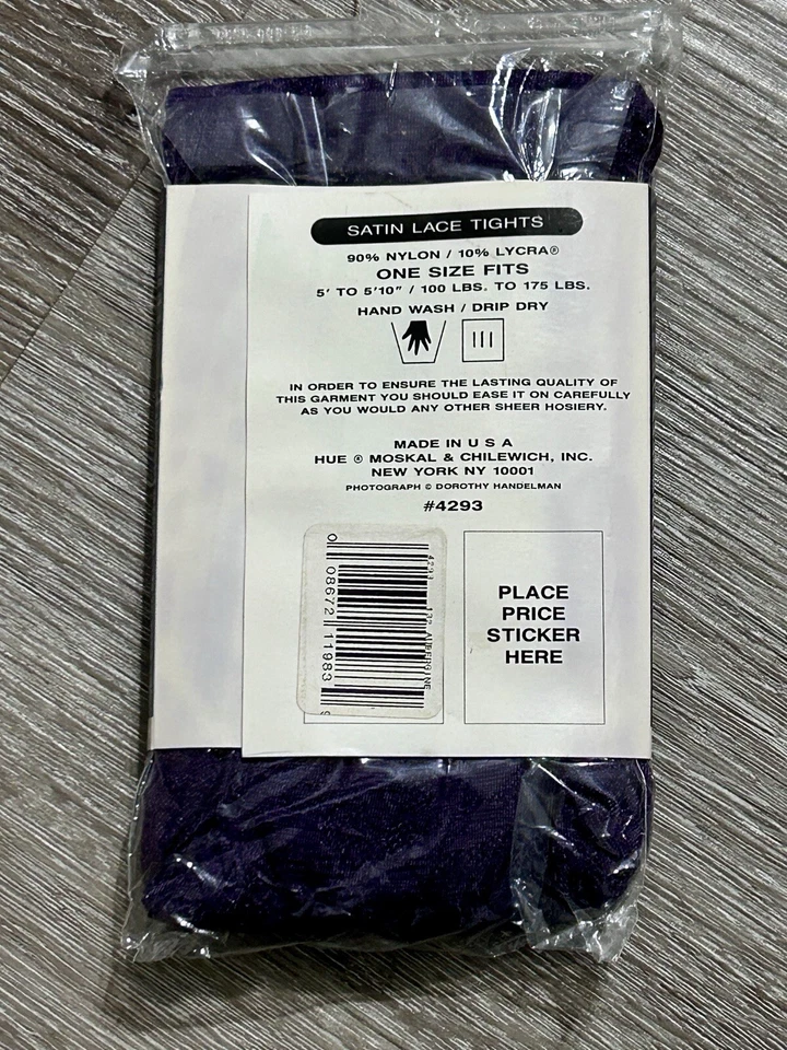 Medias vintage de encaje satinado en tono OSFM NUEVAS EN PAQUETE púrpura Foto 3 de 4