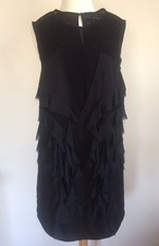 Isabel Marant 36/US 4 Black Ruffled Mini Sleeveless Dress Whimsy Goth Boho #1576