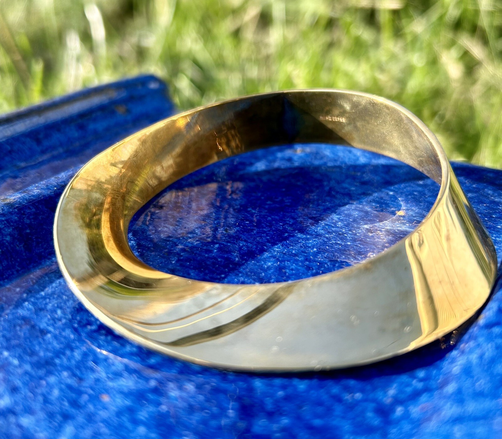 Solid Brass Bracelet Asymmetrical Bangle Vintage … - image 5