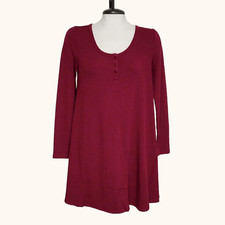 Others Follow Womens S Short Trapeze Tunic Sweater Dress Burgundy Red