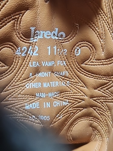 Laredo Paris 4242 Men's Brown Leather Western Cowboy Boots Size 11.5 D - Picture 10 of 12