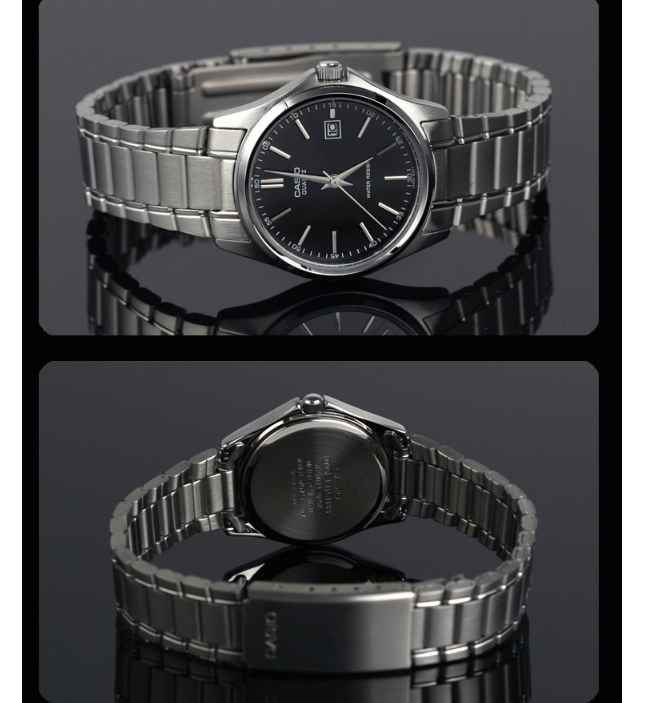 Casio Women's Watch Metal Band Silver Black Original New LTP-1183A