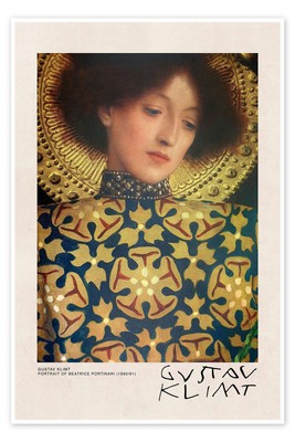 Poster Gustav Klimt, Portrait of Beatrice Portinari (1890/91) - Gustav Klimt