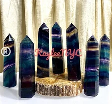 Wholesale Lot  2 Lbs Natural Dark Rainbow Fluorite Obelisk Tower Point Crystal