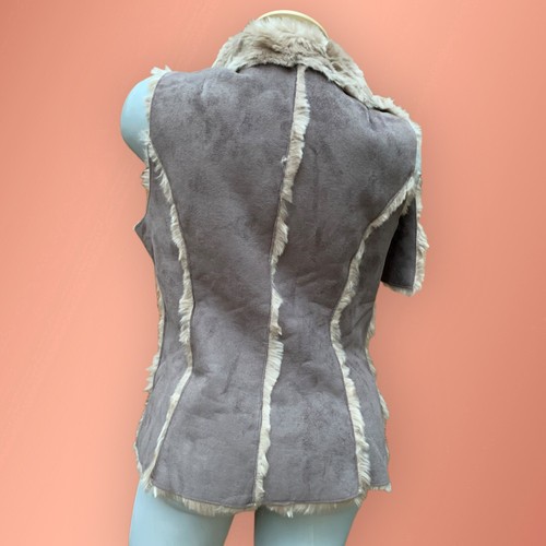 International Concepts INC Faux Fur Vest Suede Medium Brown Vegan Leather $129 - Picture 2 of 7