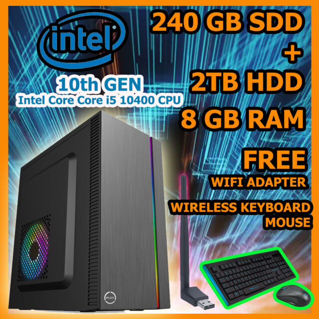 10th Gen Intel Core i5 Desktop PC Gaming Home Office Computer 240GB SSD 2TB 8GB