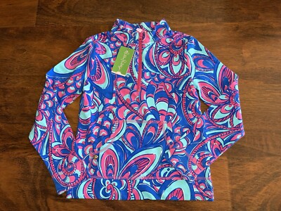 Lilly Pulitzer Girl LARGE Reel Me In MINI SKIPPER POPOVER Pullover 1/2 Zip NWT