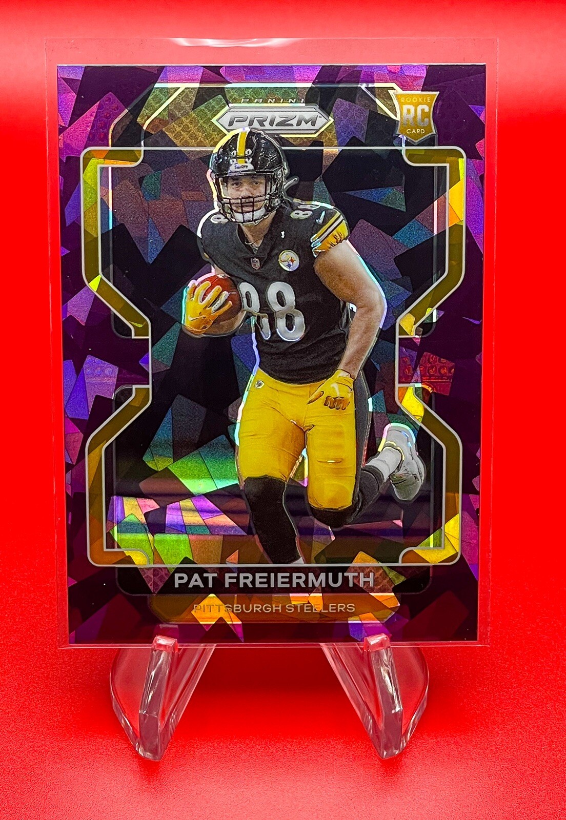Pat Freiermuth 2021 Panini Prizm Rookie Card Purple Cracked Ice /225 RC #362