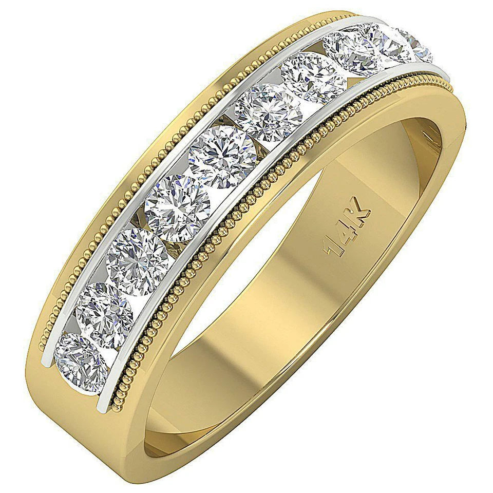 Anillo de compromiso para hombre VS1 E 1,00 quilates diamante natural 14 quilates oro dos tonos valoración Foto 3 de 4