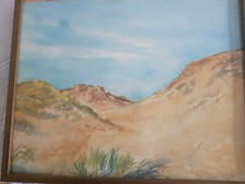 Melitta Blümel - Clarenbach , Aquarell , " Dünenlandschaft "