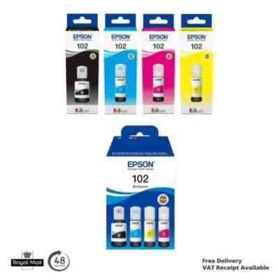 Epson 102 Tinte Original Schwarz & Farbe Flaschen für L3110 L3150 L3160 EcoTank Serie