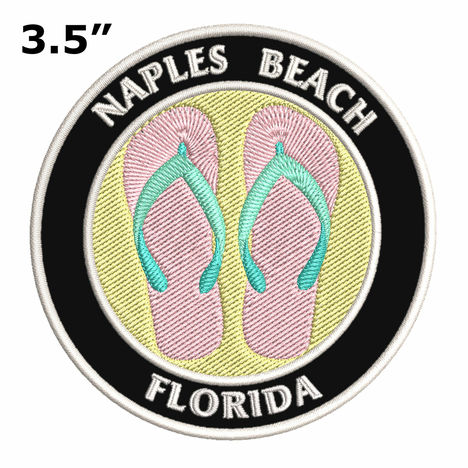 Naples Beach Florida Flip Flops Patch Embroidered DIY Iron-On Applique Bags Fun