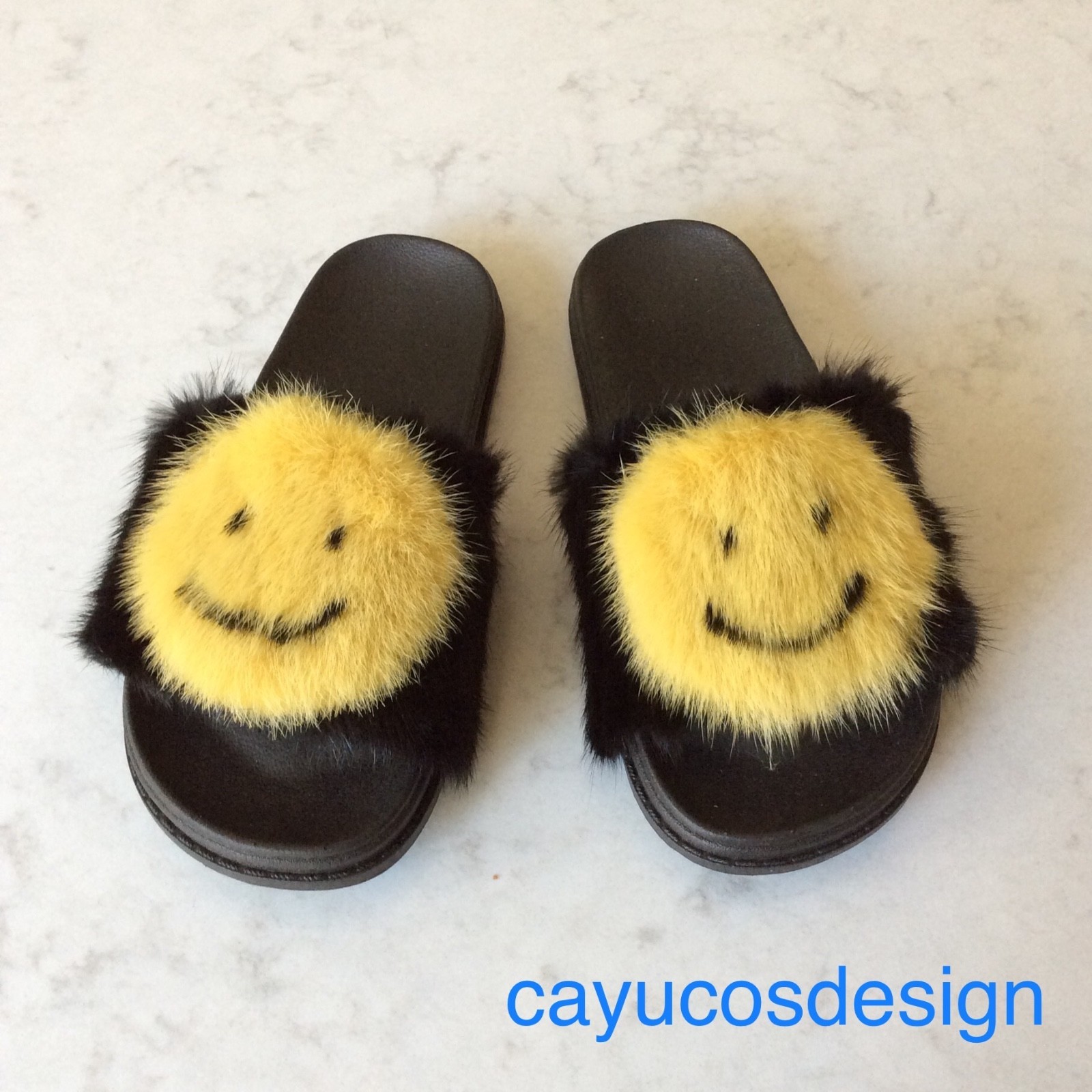 Diapositiva Original de Piel de visón Sandalias Zapatillas sonriente emoji NUEVO CON ETIQUETAS ENVÍO GRATUITO tienda de ventas outlet Diapositiva Original de de de Piel de visón Sandalias Zapatillas sonriente emoji NUEVO CON ETIQUETAS ENVÍO GRATUITO precios mas bajos
