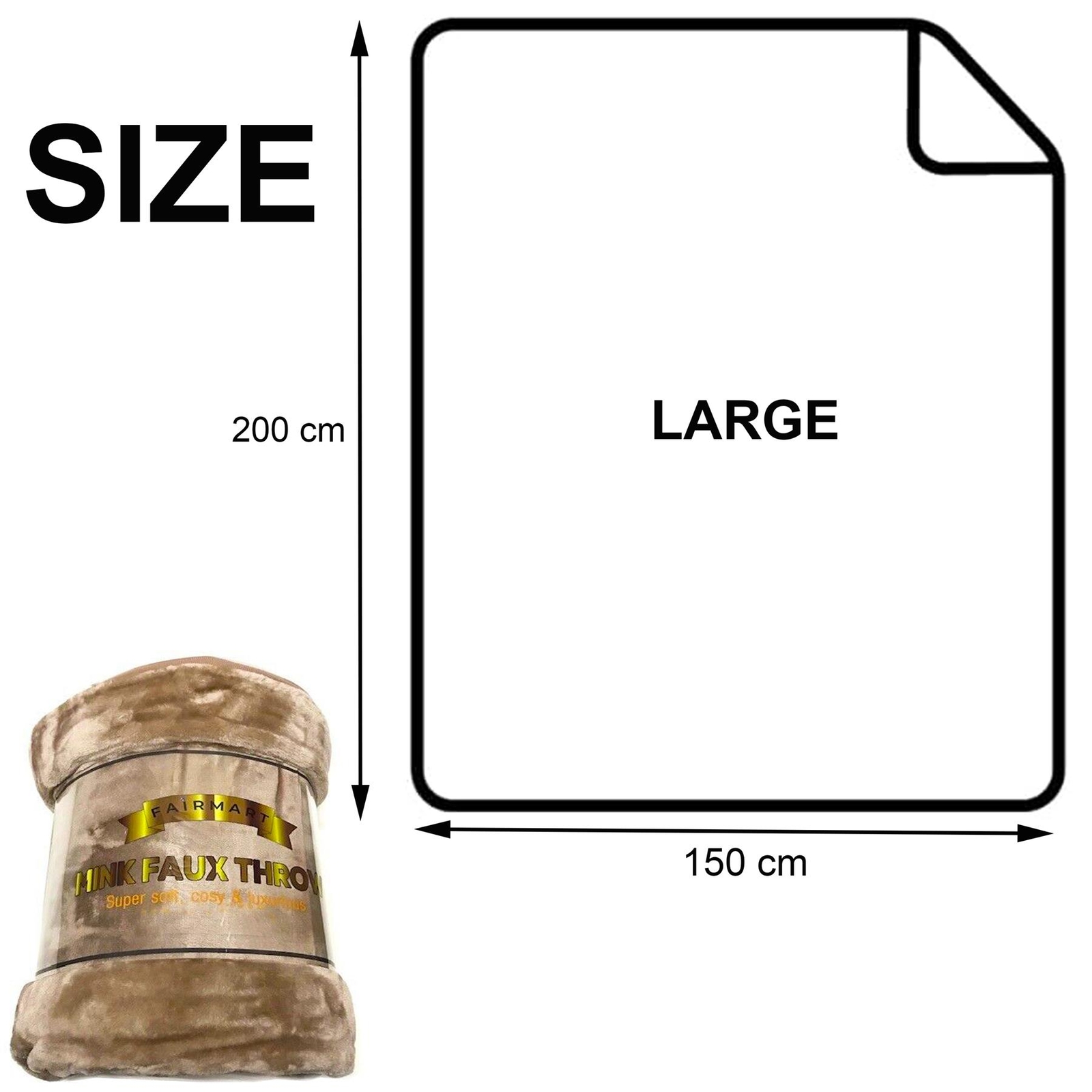 Luxury Faux Fur Throw Large Sofa Bed Mink Soft Warm Fleece Blanket