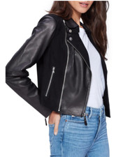 New Paige Silvie Leather & Suede Moto Jacket In Black - Size L #c2104